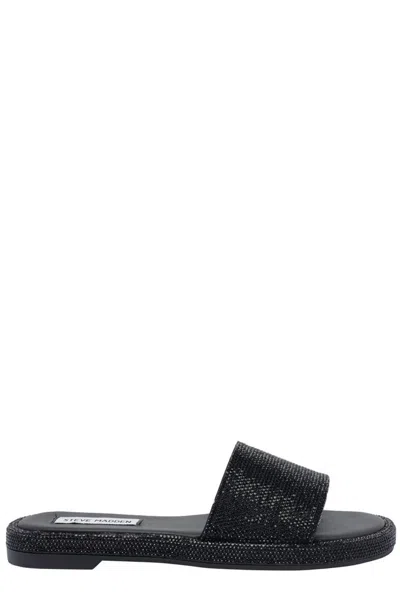 Steve Madden Embellished Open Toe Sandals In Black