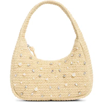 Steve Madden Embellished Woven Shoulder Bag In Raffia
