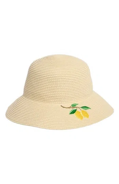 Steve Madden Embroidered Straw Bucket Hat