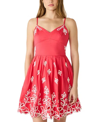 Steve Madden Emelia Embroidered Flared Minidress In Pink