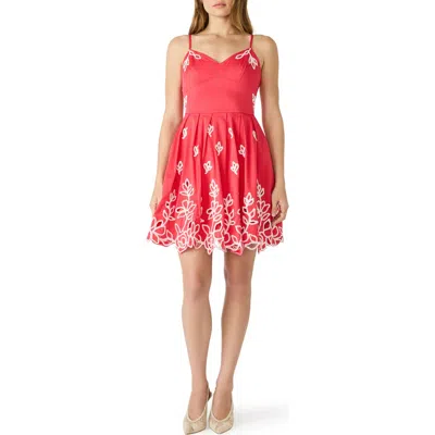 Steve Madden Emelia Embroidered Flared Minidress In Pink