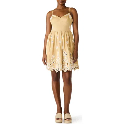 Steve Madden Emelia Embroidered Flared Minidress In Yellow