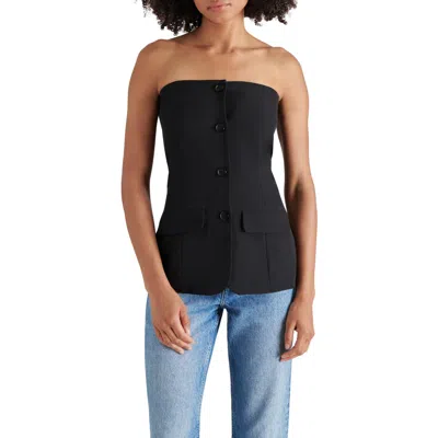 Steve Madden Emerald Strapless Button-up Top In Black