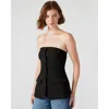 Steve Madden Emerald Strapless Button-up Top In Black