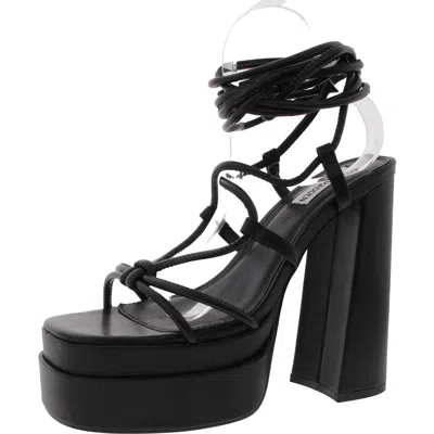 Steve Madden Emery Womens Lace-up Faux Leather Platform Sandals In Black