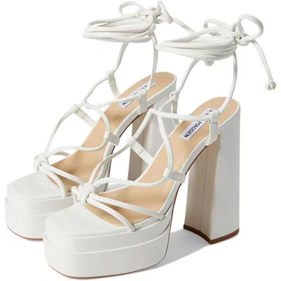 Steve Madden Emery Womens Lace-up Faux Leather Platform Sandals In White