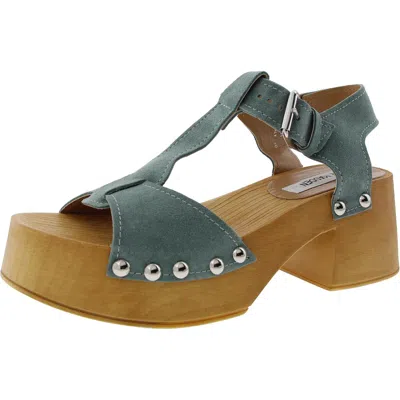 Steve Madden Emmilyn Womens Adjustable Suede Block Heel In Blue