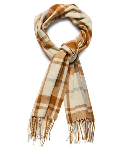Steve Madden Enlarged Plaid Pattern Scarf In Brown
