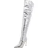 Steve Madden Womens Epic Stiletto-heel Leather Over-the-knee Boots Silv In Silver