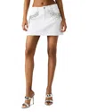 Steve Madden Eras Rhinestone Raw Hem Denim Miniskirt