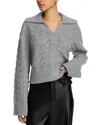 Steve Madden Esthere Pointelle Collar Sweater In Gray