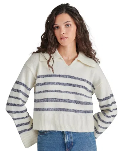 Steve Madden Esther Sweater Women's Ivory Striped Long Sleeve Cropped Pall332 In White