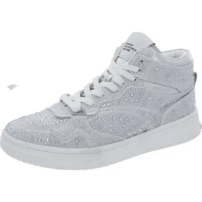 Steve Madden Evans-r Womens Rhinestone Glass High-top Sneakers In Silver