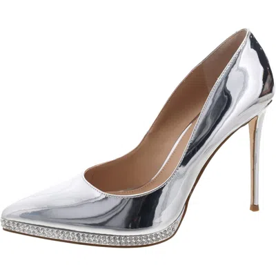 Steve Madden Evari Womens Patent Pointed Toe Pumps In Silver