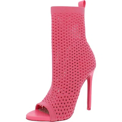 Steve Madden Evelina Womens Knit Open Toe Ankle Boots In Pink