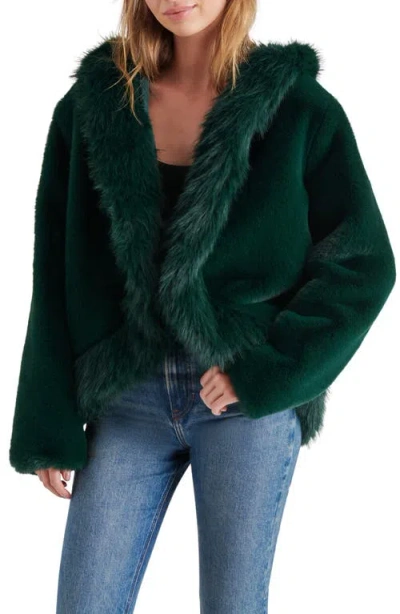 Steve Madden Everfrost Faux Fur Hooded Jacket In Winter Pine