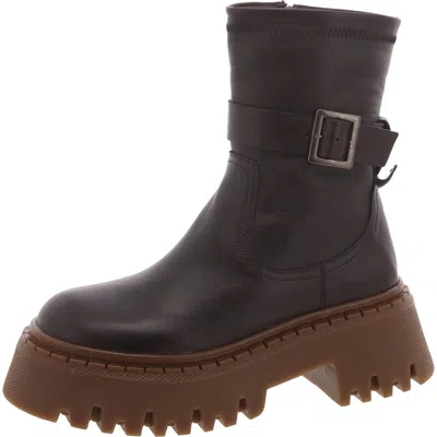 Steve Madden Everly Womens Lug Sole Ankle Boot Combat & Lace-up Boots In Brown