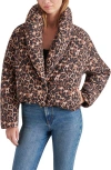 Steve Madden Evy Leopard Print Puffer Jacket In Leopard