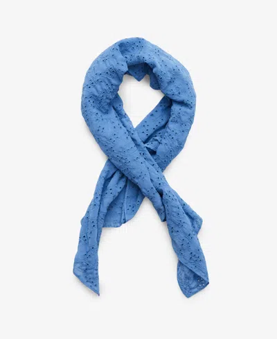 Steve Madden Eyelet Paisley Elegance Square Scarf In Dusty Blue