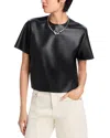 Steve Madden Ezra Faux Leather Top In Black