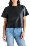 Steve Madden Ezra Faux Leather Top In Black