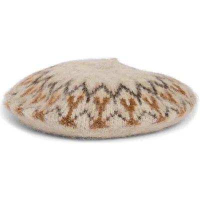 Steve Madden Fair Isle Knit Beret In Tan