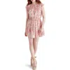 Steve Madden Faith Floral Pintuck Minidress In Dusty Lavender