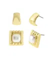 Steve Madden Faux Cultivated Pearl Button Stud Earring Set