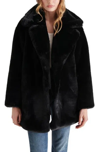 Steve Madden Faux Fur Snow Coat In Black