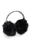 Steve Madden Faux Leather & Faux Fur Earmuffs In Black