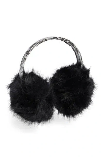 Steve Madden Faux Leather & Faux Fur Earmuffs In Black