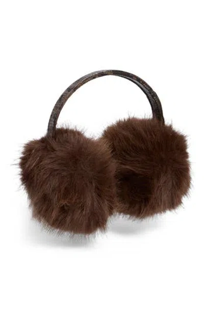 Steve Madden Faux Leather & Faux Fur Earmuffs In Brown