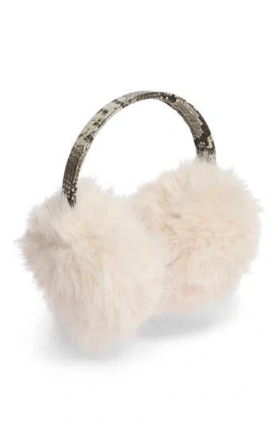 Steve Madden Faux Leather & Faux Fur Earmuffs In White