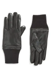Steve Madden Faux Leather Gloves In Black
