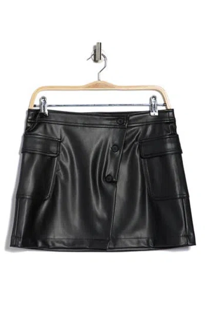 Steve Madden Faux Leather Miniskirt In Black
