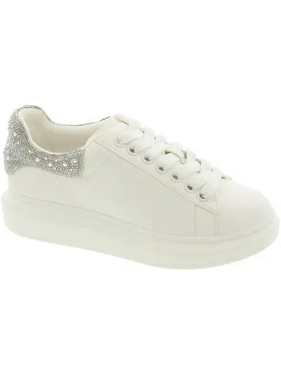 Steve Madden Faux Leather Round Toe Casual And Fashion Sneakers In White