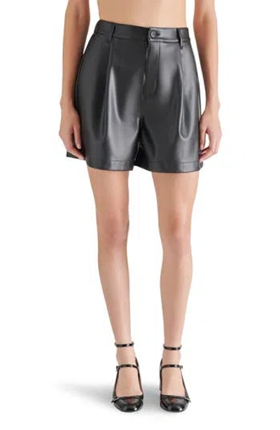 Steve Madden Faux Leather Shorts In Black