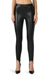Steve Madden Sandrine Faux Leather Stirrup Pants In Black