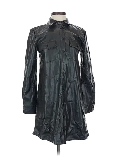 Steve Madden Faux Leather Top Black Solid Pattern Tops