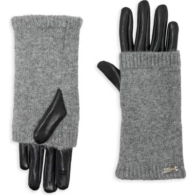 Steve Madden Faux Leather Trim Gloves In Pink