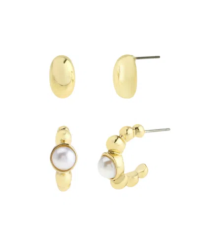 Steve Madden Faux Mother Of Pearl Hoop Earring Set