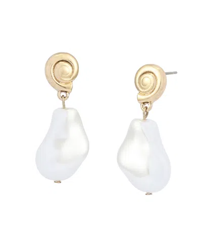 Steve Madden Faux Mother Of Pearl Vintage Luxe Shell Drop Earrings In Orange