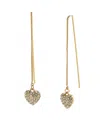 Steve Madden Faux Stone Crystal Heart Charm Threader Earrings In Gold