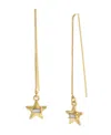 Steve Madden Faux Stone Crystal Star Charm Threader Earrings In Gold