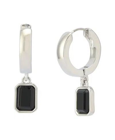 Steve Madden Faux Stone Gem Charm Huggies Earrings