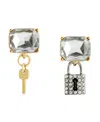 Steve Madden Faux Stone Lock Key Charm Drop Earrings In Multi