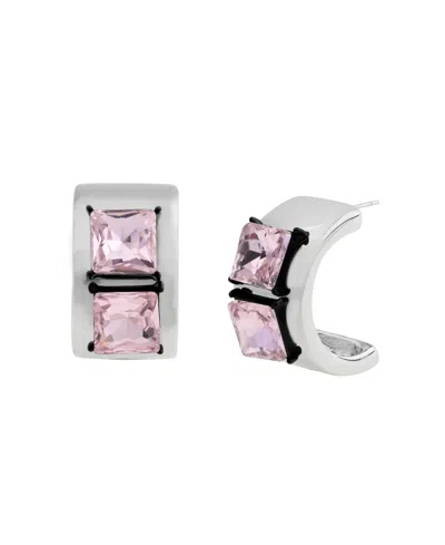 Steve Madden Faux Stone Punk Romance Stone Hoop Earrings
