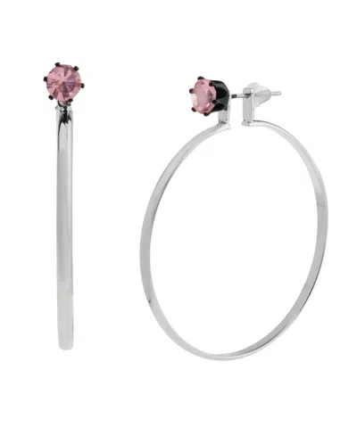 Steve Madden Faux Stone Punk Romance Stone Stud Hoop Earrings