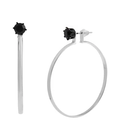 Steve Madden Faux Stone Punk Romance Stone Stud Hoop Earrings