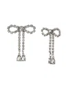 Steve Madden Faux Stone Rhinestone Bow Earrings In Gray